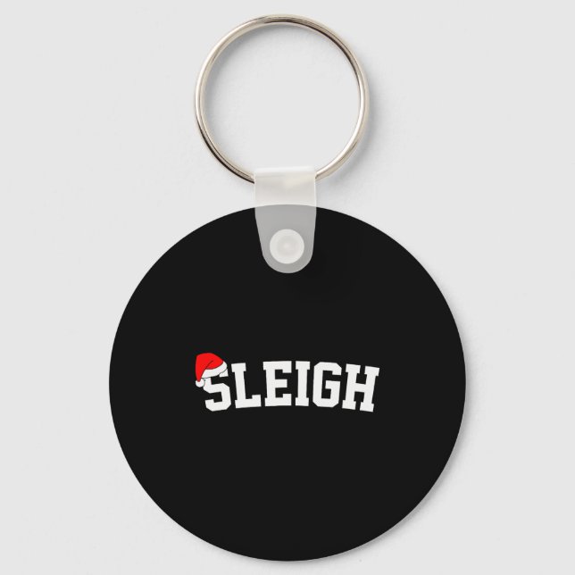 Sleigh Christmas Santa Hat Matching Christmas Fami Key Ring (Front)