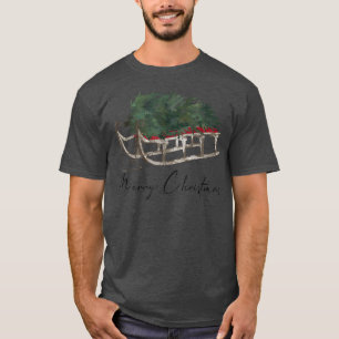 Sleigh Christmas Tree Xmas Vintage Christmas T-Shirt