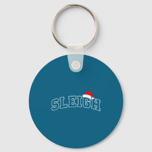 Sleigh Christmas Varsity Minimal Text Santa Hat Fa Key Ring