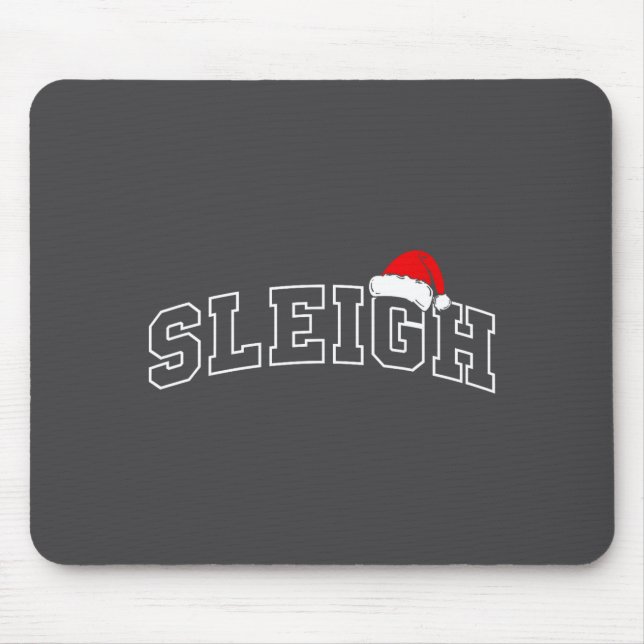 Sleigh Christmas Varsity Minimal Text Santa Hat Fa Mouse Mat (Front)