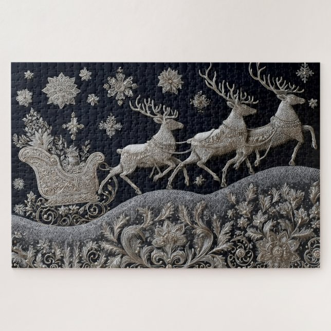 Sleigh Embroidery Jigsaw Puzzle (Horizontal)