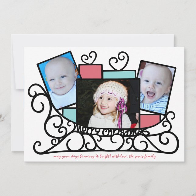 Sleigh Full Of Love Holiday Photo Card (Front)