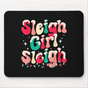 Sleigh Girl Sleigh Christmas Retro Xmas Holiday Mouse Mat