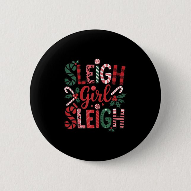 Sleigh Girl Sleigh Funny Little Women's Retro Chri 6 Cm Round Badge (Front)