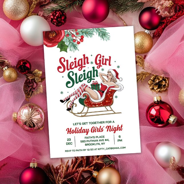 Sleigh Girl Sleigh Holiday Christmas Invitation (Creator Uploaded)