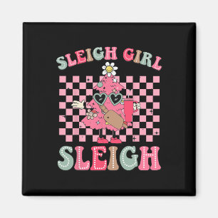Sleigh Girl Sleigh Pink Christmas Tree Cake Belt G Magnet