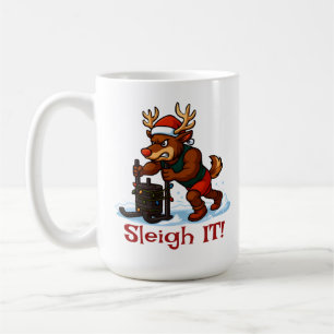 Sleigh It - Funny Christmas Reindeer Gym Coffee Mug