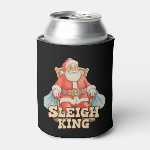 Sleigh King Santa Christmas Holiday Xmas Season Can Cooler