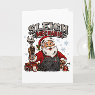 Sleigh Mechanic Funny Christmas Santa Card