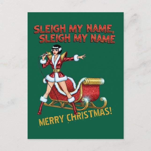 Sleigh My Name Christmas Postcard (Front)