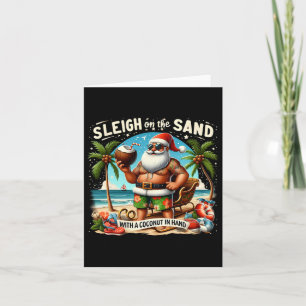 Sleigh On The Sand With A Coconut In Hand Christma Card