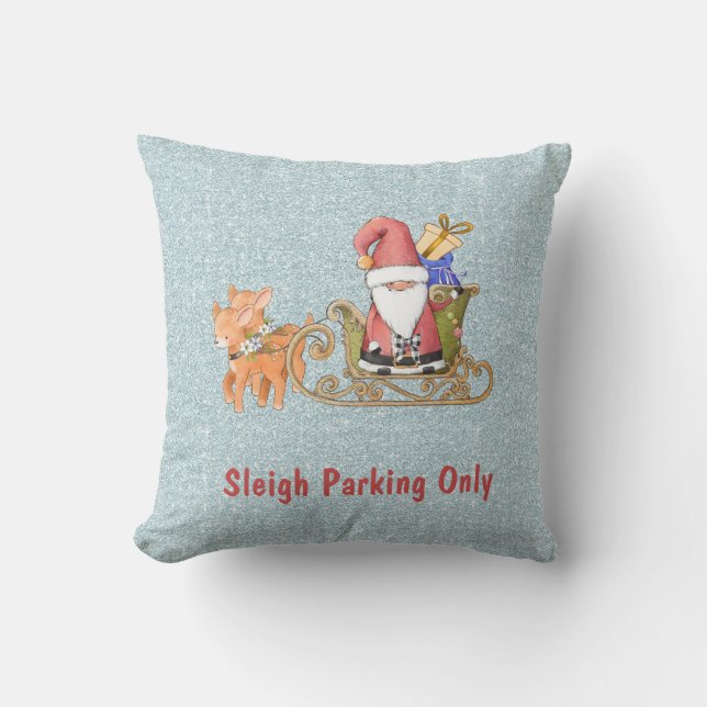 Sleigh Parking Only Customisable Christmas Cushion (Front)