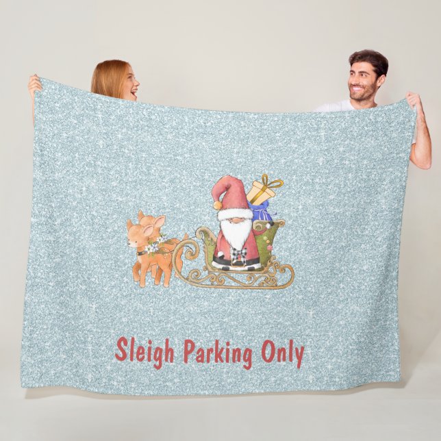 Sleigh Parking Only Customisable   Fleece Blanket (In Situ)