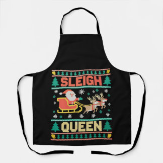 Sleigh Queen LGBTQ Rainbow Reindeer Christmas Xmas Apron