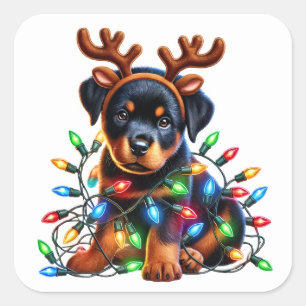 Sleigh-Ready Rottweiler Cheer! Square Sticker