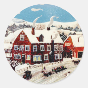 Sleigh Ride Classic Round Sticker