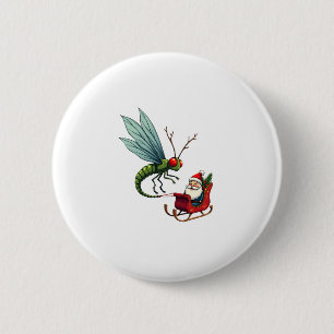 Sleigh Ride Dragonfly 6 Cm Round Badge