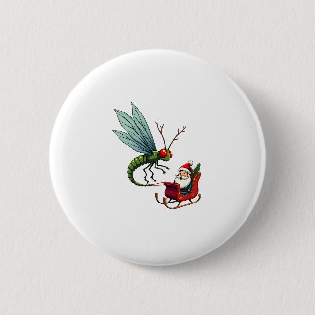 Sleigh Ride Dragonfly 6 Cm Round Badge (Front)