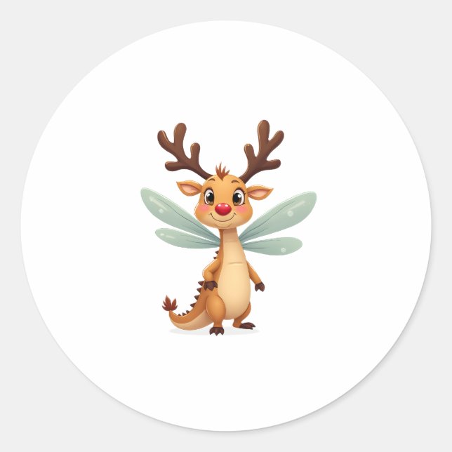 Sleigh Ride Dragonfly Classic Round Sticker (Front)