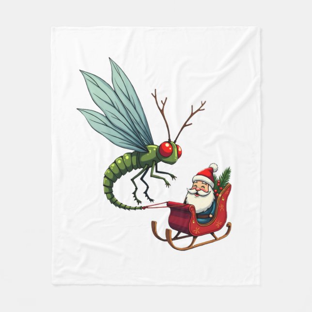 Sleigh Ride Dragonfly Fleece Blanket (Front)