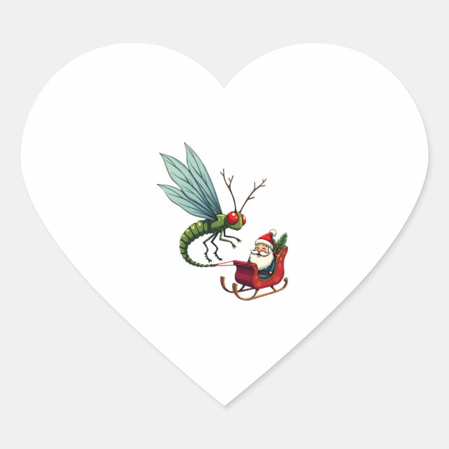Sleigh Ride Dragonfly Heart Sticker (Front)