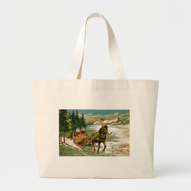 Sleigh Ride Large Tote Bag (Front)