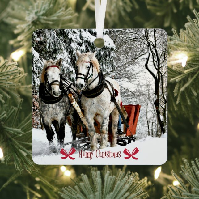 Sleigh Ride, Merry Christmas Metal Tree Decoration (Insitu)