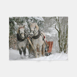sleigh+ride,snow,forest,horse,winter,white,gallop, fleece blanket