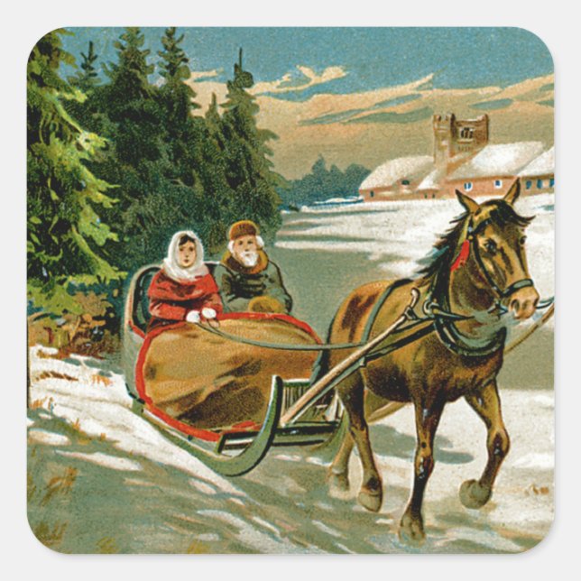Sleigh Ride Square Sticker (Front)