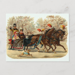 "Sleigh Ride" Vintage Christmas Postcard