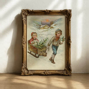 Sleigh Ride   Vintage Christmas Poster
