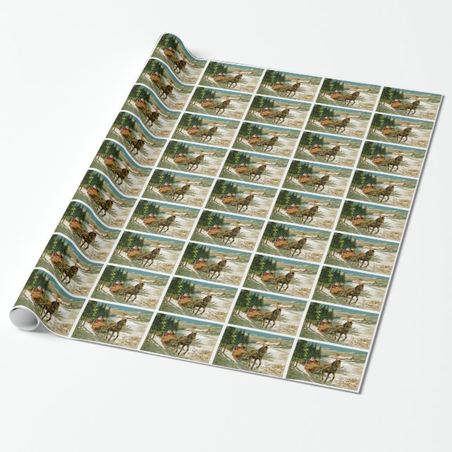 Sleigh Ride Wrapping Paper (Unrolled)