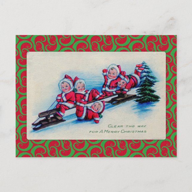Sleigh Riding Children Postcard (Front)