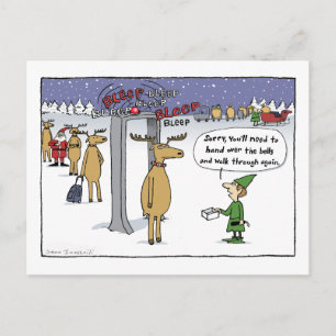 "Sleigh Security" Funny Christmas Cartoon Postcard