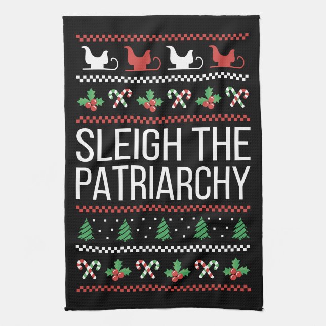 Sleigh The Patriarchy II Tea Towel (Vertical)
