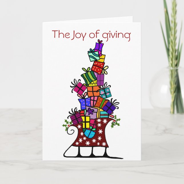 Sleigh with gifts, The Joy of giving BLANK CARD (Front)