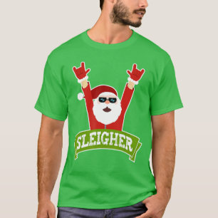 Sleigher Funny Heavy Metal Music Santa Christmas f T-Shirt