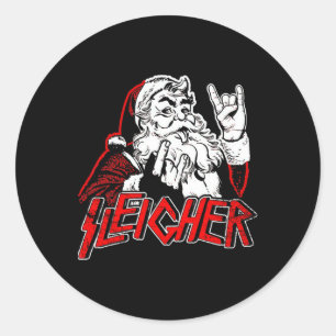 Sleigher Hail Santa Heavy Metal Christmas For Men  Classic Round Sticker