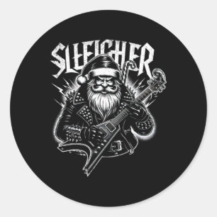 Sleigher Hail Santa Heavy Metal Christmas For Men  Classic Round Sticker