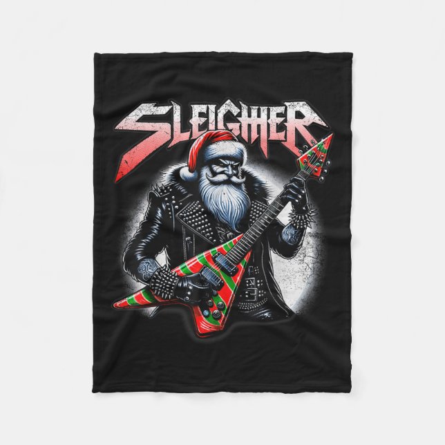 Sleigher Hail Santa Heavy Metal Christmas For Men  Fleece Blanket (Front)