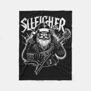 Sleigher Hail Santa Heavy Metal Christmas For Men Fleece Blanket