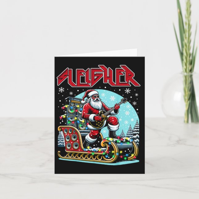 Sleigher Hail Santa Heavy Metal Christmas Rock Xma Card (Front)