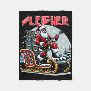 Sleigher Hail Santa Heavy Metal Christmas Rock Xma Fleece Blanket