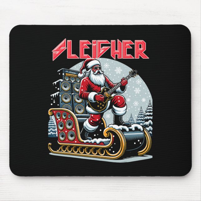 Sleigher Hail Santa Heavy Metal Christmas Rock Xma Mouse Mat (Front)
