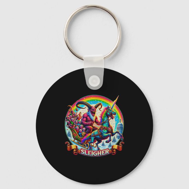 Sleigher Krampus Unicorn Demon Horror Christmas Go Key Ring (Front)