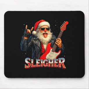 Sleigher Rock Santa Funny Metal Christmas Design  Mouse Mat