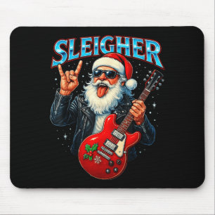 Sleigher Rock Santa Funny Metal Christmas Design  Mouse Mat