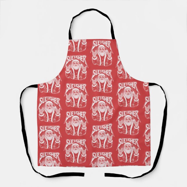 Sleigher Santa Claus Funny Metal Christmas Rock  Apron (Front)