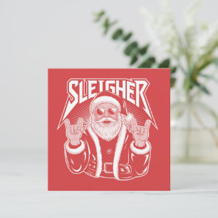 Sleigher Santa Claus Funny Metal Christmas Rock Holiday Card
