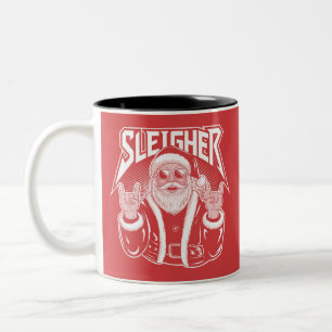 Sleigher Santa Claus Funny Metal Christmas Rock  Two-Tone Coffee Mug